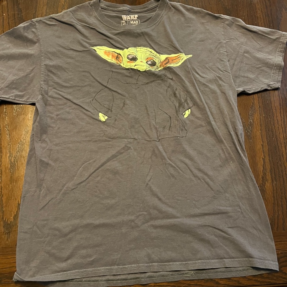 Star Wars Grogu Baby Yoda Sketch T-Shirt Grey Mad Engine Large